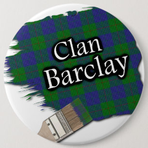Clan Barclay Tartan Paint Brush 6 Inch Round Button