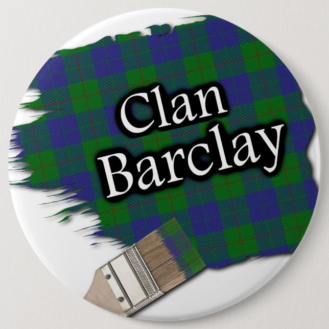 Clan Barclay Tartan Paint Brush 6 Inch Round Button (Front)