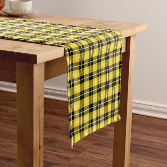 Clan Barclay Yellow and Black Scottish Tartan Short Table Runner (In Situ)