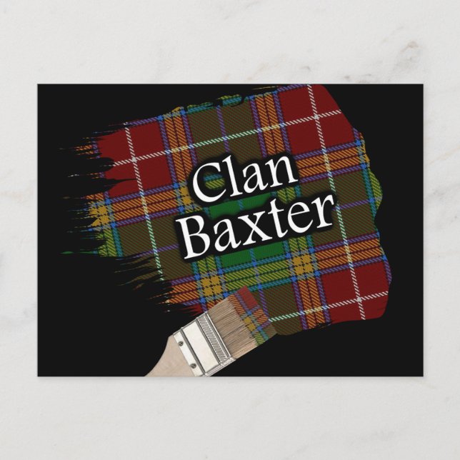 Clan Baxter Scottish Tartan Paint Brush Postcard (Front)