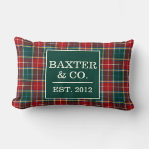 Clan Baxter Tartan Scottish Plaid Personalized Lumbar Pillow