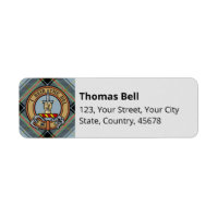Clan Bell Crest over Tartan