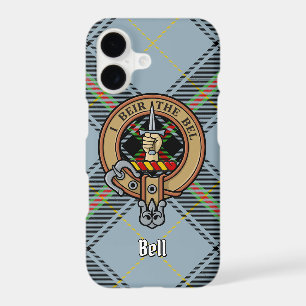 Clan Bell Crest over Tartan