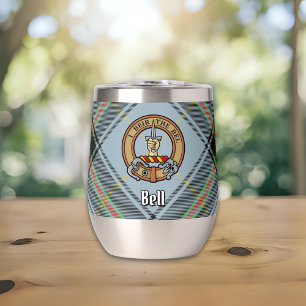 Clan Bell Crest over Tartan