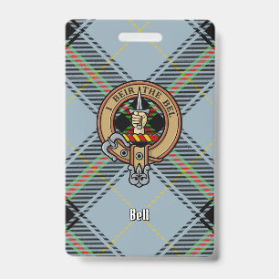 Clan Bell Crest over Tartan Badge
