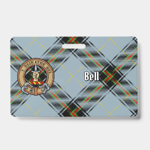 Clan Bell Crest over Tartan Badge
