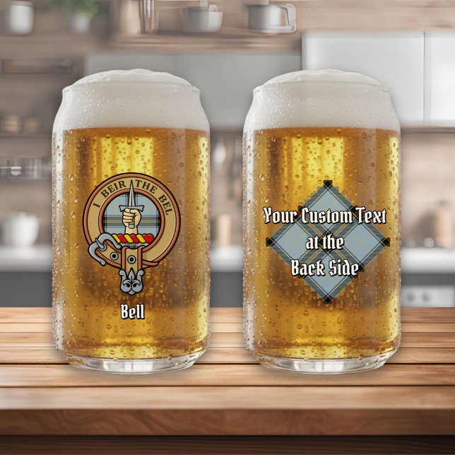 Clan Bell Crest over Tartan Can Glass (Creator Uploaded)