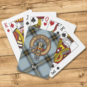 Clan Bell Crest over Tartan Playing Cards