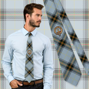 Clan Bell Crest over Tartan Tie