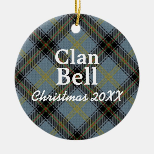 Clan Bell Scottish Tartan Ceramic Ornament (Front)