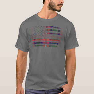Clan Belshes Scottish tartan US flag kilt Scotland T-Shirt