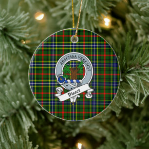 Clan Bisset Pattern Badge Tartan Plaid Ceramic Ornament