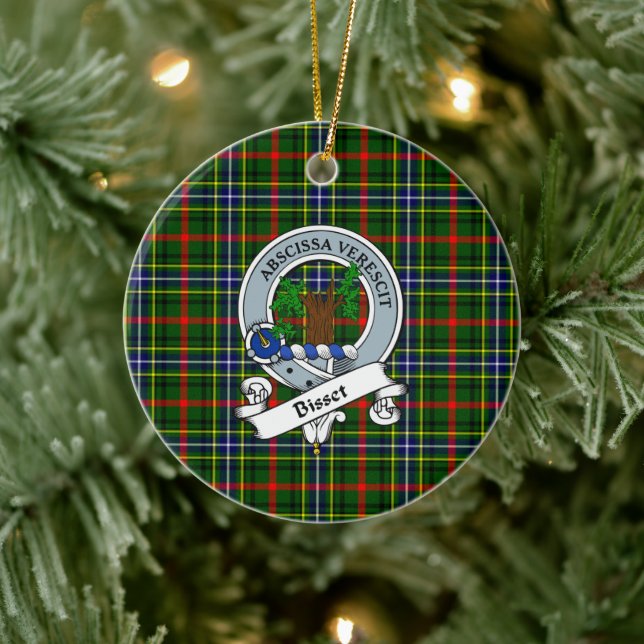 Clan Bisset Pattern Badge Tartan Plaid Ceramic Ornament (Tree)
