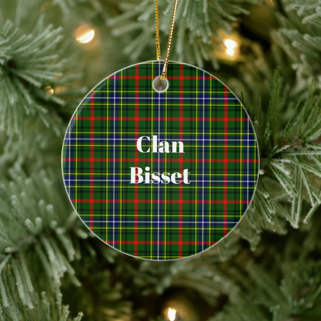 Clan Bisset Pattern Tartan Ceramic Ornament (Tree)
