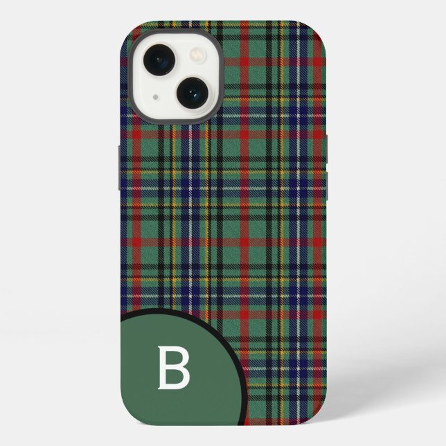 Clan Bisset Plaid Monogrammed  iPhone Case (Back)