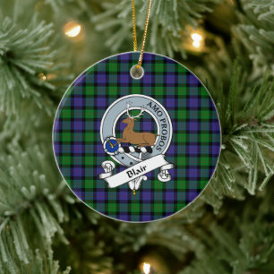 Clan Blair Badge Tartan Plaid Ceramic Ornament