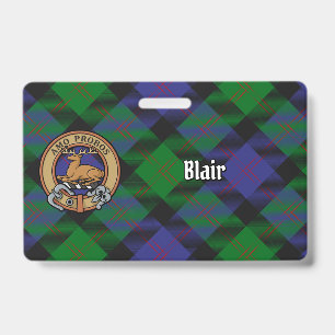Clan Blair Crest over Tartan Badge