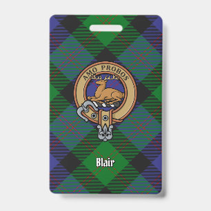 Clan Blair Crest over Tartan Badge