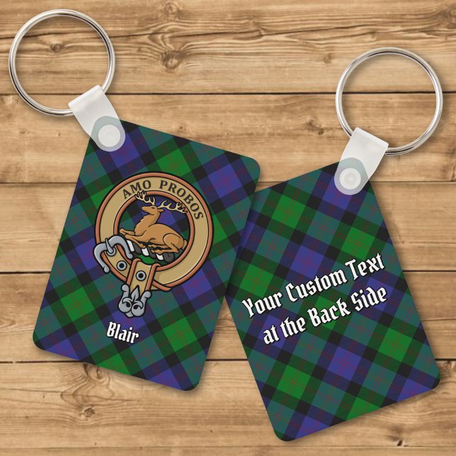 Clan Blair Crest over Tartan Keychain (Creator Uploaded)