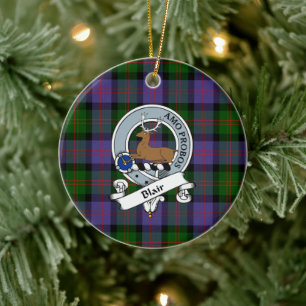 Clan Blair Modern Badge Tartan Plaid Ceramic Ornament