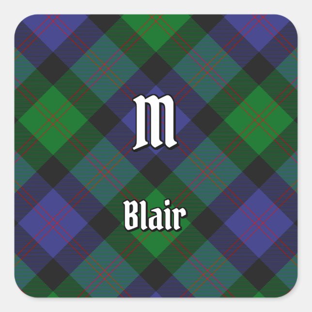 Clan Blair Tartan Square Sticker (Front)
