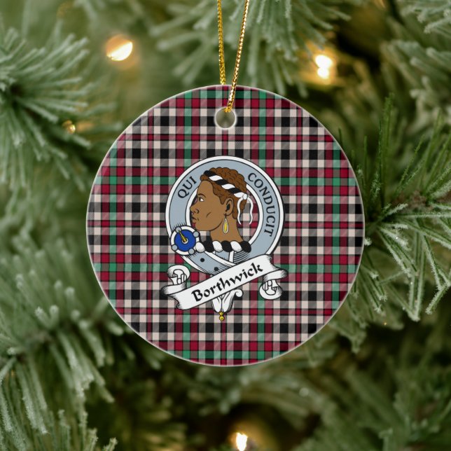 Clan Borthwick Ancient Badge Tartan Plaid Ceramic Ornament (Tree)