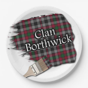 Clan Borthwick Scottish Tartan Paint Brush Paper Plate
