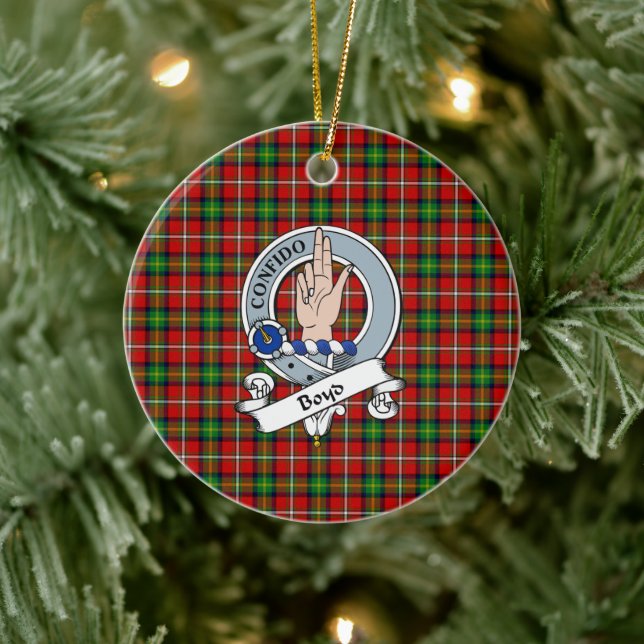 Clan Boyd Badge Tartan Plaid Ceramic Ornament (Tree)