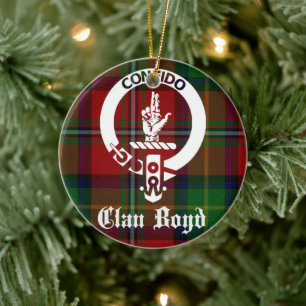 Clan Boyd Crest and Tartan Personalized Ceramic Ornament