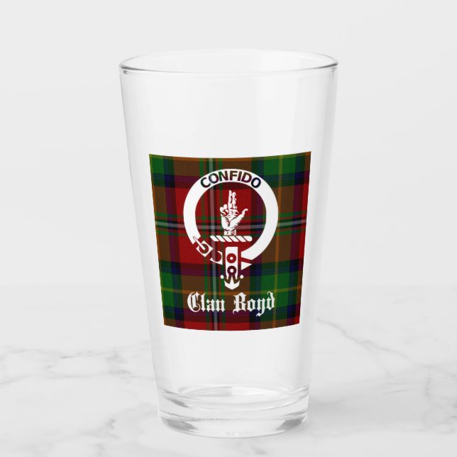 Clan Boyd Crest Badge & Tartan Glass (Front)