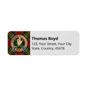Clan Boyd Crest over Tartan