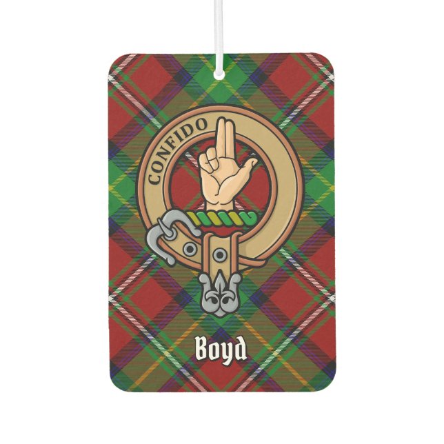 Clan Boyd Crest over Tartan Air Freshener (Front)