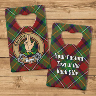 Clan Boyd Crest over Tartan Credit Card Bottle Opener
