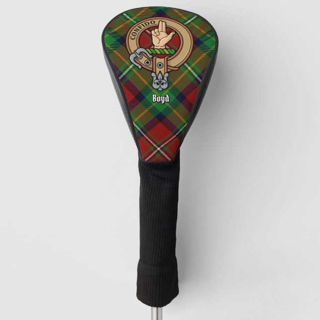 Clan Boyd Crest over Tartan Golf Head Cover (Front)