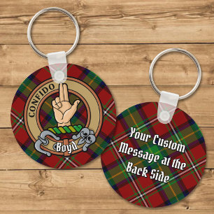 Clan Boyd Crest over Tartan Keychain