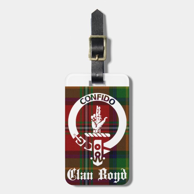 Clan Boyd Crest Tartan Luggage Tag (Front Vertical)