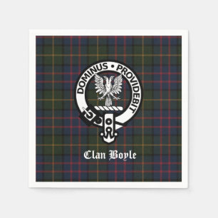 Clan Boyle Crest Badge and Tartan Napkin
