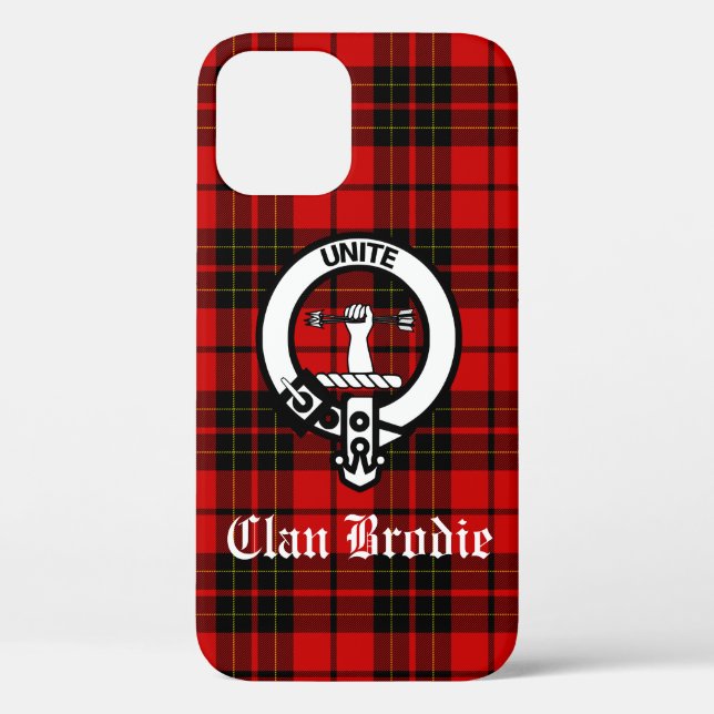 Clan Brodie Crest Badge and Tartan Case-Mate iPhone Case (Back)