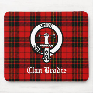 Clan Brodie Crest Badge and Tartan Mouse Pad