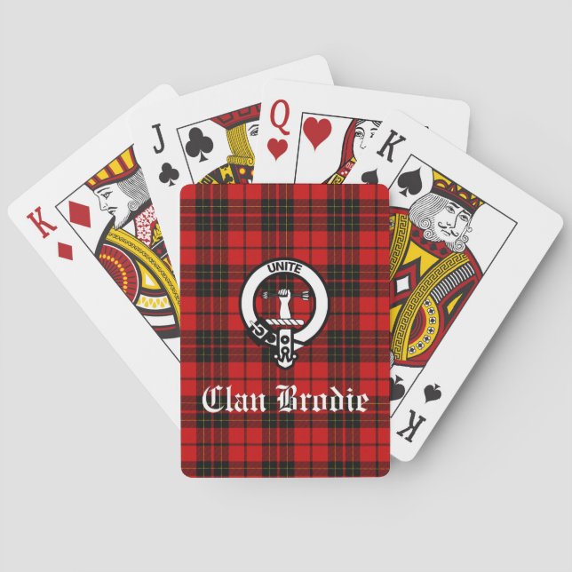 Clan Brodie Crest Badge and Tartan Playing Cards (Back)