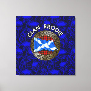 Clan Brodie Tartan Knot & Flag Canvas Print