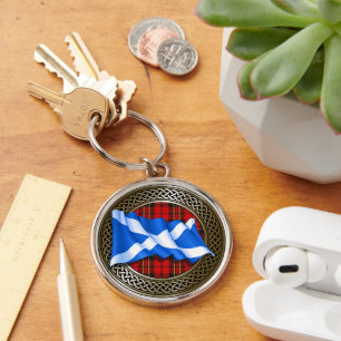 Clan Brodie Tartan Knot & Flag Keychain