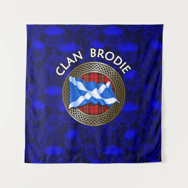 Clan Brodie Tartan Knot & Flag Tapestry (Front)
