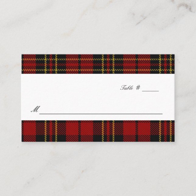 Clan Brodie Tartan Plaid Wedding Escort Place Card (Front)