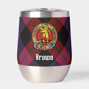 Clan Brown Crest over Tartan