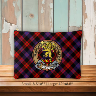 Clan Brown Crest over Tartan Accessory Pouch
