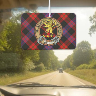 Clan Brown Crest over Tartan Air Freshener