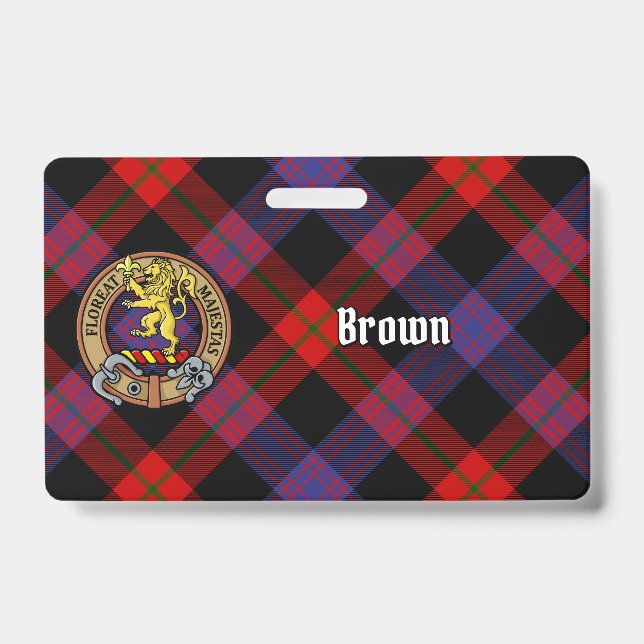 Clan Brown Crest over Tartan Badge (Front)