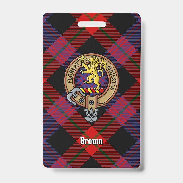Clan Brown Crest over Tartan Badge (Front)