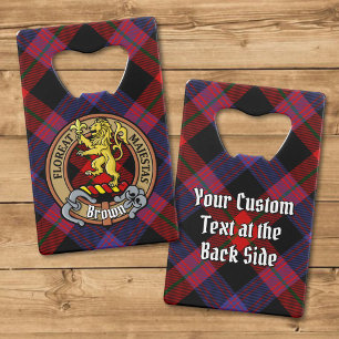 Clan Brown Crest over Tartan Credit Card Bottle Opener